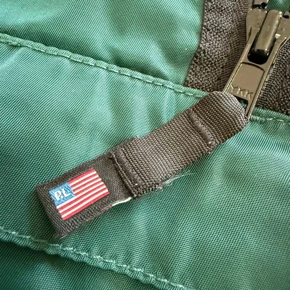 Vintage Polo Jeans Ralph‎ Lauren Green Nylon Windbreaker Hoodie Jacket Medium - Picture 6 of 11